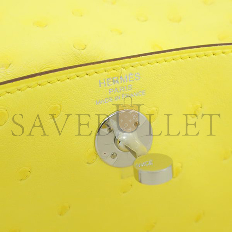 HERMES MASTER LINDY MINI 19 BAG OSTRICH PALLADIUM HARDWARE (19*12*9.5cm)